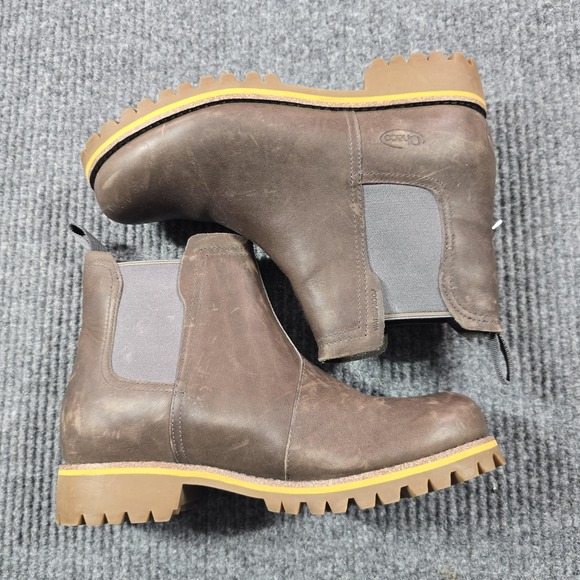 Chaco Shoes - Chaco Boots Women Size 8.5 Brown Leather Fields Chelsea Ankle Lug Sole JCH107428